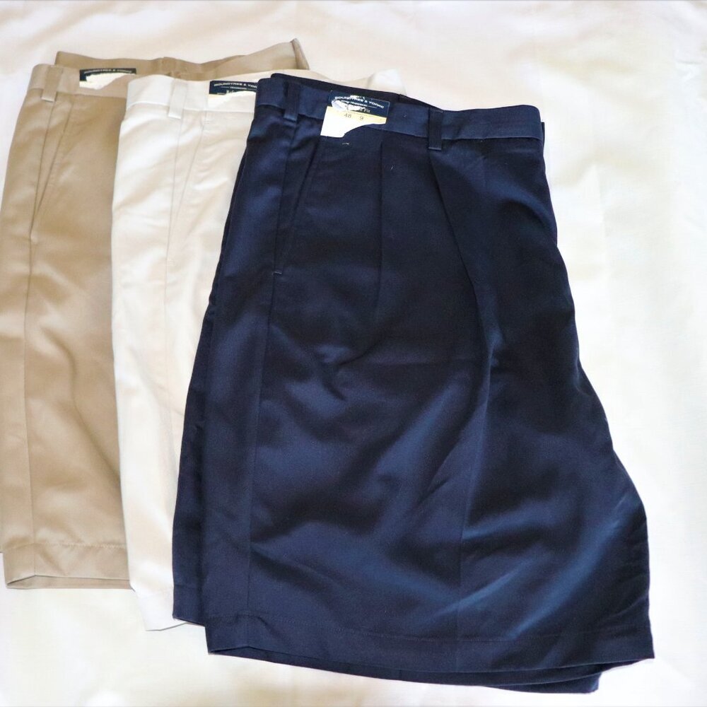 Men's Shorts 48 9" inseam Pleated Front Roundtree & Yorke Comfortable 3 Pairs